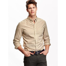 NWT Old Navy Men Classic Slim-Fit Long Sleeve Lightweight Poplin Shirt Tan XL - £23.97 GBP