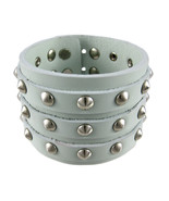 Zeckos Gray Leather 3 Row Cone Spiked Wristband - $14.21