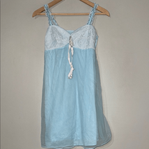 Blue Lace Trim Chemise Nightgown with Adjustable Straps - $11.76