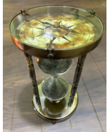 Antique Maritime Brass Sand Timer Hourglass with Compass Both End Nautic... - £47.21 GBP
