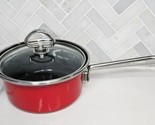 Chantal Red Enamel Small  1 Quart Sauce Pan Pot w/ Glass Lid - $33.61