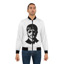 Ringo Starr Bomber Jacket Men&#39;s All-Over-Print Ringo Illustration Black White Ja - £68.32 GBP+
