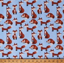 Flannel Foxes Woodland Animals Kids Blue Cotton Flannel Fabric Print BTY D282.21 - £15.63 GBP