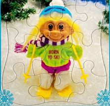 1992 Trolls Russ Golden Puzzle Vintage Frame Tray Winter Skiing 12 Pcs G... - $29.99