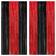 , Red And Black Fringe Curtain, Pack Of 2 - Xtralarge, 8X6.4 Feet | Red ... - $23.99