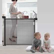Retractable Baby Gate 33&quot; Tall Extends up to 55&quot; 71 Wide Mesh Child Safety Baby  - £73.19 GBP