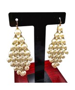 Cascade Chandelier Imitation Pearls Pierced Earrings Statement Gold Tone... - £11.67 GBP