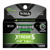 Schick Extreme 5 Pivot Ball, 4 Count Refill Cartridges + Trimmer, Discon... - £7.81 GBP