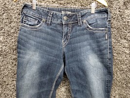 Silver Jeans Women 31x30 Blue Suki Mid Slim Boot Cut Casual Back Flap Pants - £18.35 GBP