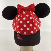 Walt Disney Parks Minnie Mouse Ears Hat Souvenir Red Polka Dot Ball Cap Bow - $29.65