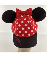 Walt Disney Parks Minnie Mouse Ears Hat Souvenir Red Polka Dot Ball Cap Bow - $40.53 CAD