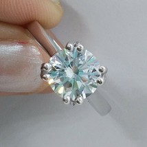 3.00Ct Moissanite 14K Placcato Oro Bianco Argento Fidanzamento Solitario Nuziale - £163.34 GBP