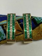 Estate Vintage 14k Yellow Gold over Princess Emerald And Diamond Earrings 3.20Ct - £80.30 GBP