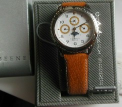 Geoffrey Beene Watch Men&#39;s Leather Band NOS Needs Battery Replaced - £105.13 GBP