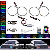 Multi-Color Shift LED Headlamp Halo Ring BLUETOOTH Set For 02-05 Dodge Ram Sp... - £126.75 GBP