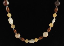 14&quot; Necklace Jasper Wood Assorted Gem Stones Beads Earth Tones - £11.84 GBP
