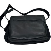 FOSSIL Black Leather Poly Laptop Messenger Bag 12.5&quot;x10&quot;x4&quot; Adjustable Strap EUC - £38.88 GBP