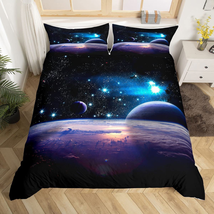 King 3-Piece Galaxies Comforter Sets - 3D Printed Space Themed Duvet Cover Set L - £51.26 GBP