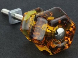 Vintage Antique Style Depression Glass Cabinet Knobs Amber Victorian 1.25&quot; - £5.08 GBP