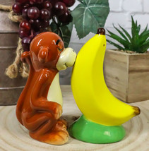 Rainforest Ape Monkey Loves Yellow Banana Salt And Pepper ShakerS Cerami... - £13.58 GBP