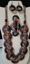 Multicolor Seed Bead and Wood 4-Piece Jewelry Set  - £12.84 GBP