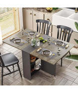 Folding Dining Table with 2 Storage Racks, Drop Leaf Table with 6 Wheels... - $151.26