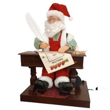 Santa At Desk Writing North Pole Productions Animated Christmas Figure Sound VTG - £39.16 GBP