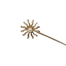 Faux Pearl Sun Celestial Gold Tone Stick Pin Vintage 2.25&quot; Art Nouveau - £20.65 GBP