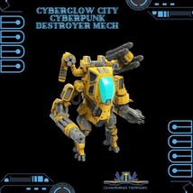 3D Printed Cyberglow City Cyberpunk Destroyer Mech Miniature  - 28mm 32mm - $17.72+