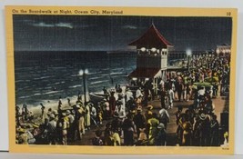 Ocean City MD On The Boardwalk at Night 1952 to Lightner York Pa Postcard Q16 - £11.22 GBP