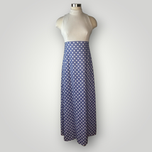 Vintage 1970s Maxi Dress Polka Dot Skirt High Neck Sleeveless White Cont... - £41.86 GBP