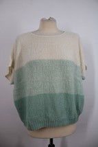 Vtg 80s Unbranded Green Ombre Stripe Short Sleeve Knit Acrylic Sweater Top USA - £19.32 GBP