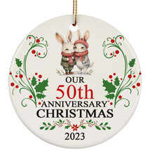 Our 50th Anniversary 2023 Ornament Gift 50 Years Christmas Cute Rabbit Couple - £11.90 GBP