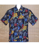 Campia Moda Hawaiian Shirt Black Blue Red Gold Floral Size Medium - €17,04 EUR