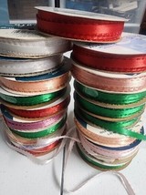 Mixed Lot of Holiday Craft Ribbon Rolls -  Christmas Scalloped 3/16&quot; width - £15.91 GBP