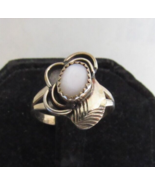14k Yellow Gold Sterling Silver Mother of Pearl Ring Sz 8 Band Native Am... - €130,05 EUR