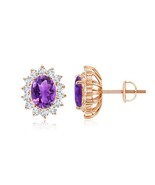 Natura Halo Engagement Earring  Silver 925 Amethyst and Natural Zircon H... - £71.30 GBP