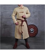 Medieval Tawny Turtleneck Long Sleeve Padded Canvas Gambeson Tunic Battl... - £136.00 GBP