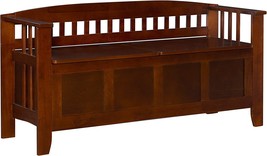 Linon Home Decor Storage Bench With Short Split Seat Storage, Walnut, 50 Inchw X - £190.23 GBP