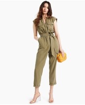 INC International Concepts Belted Utility Jumpsuit One Piece Brunt Olive... - £44.83 GBP