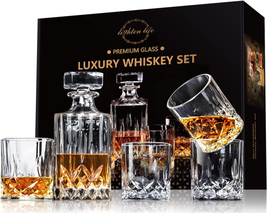 Gift Sets for Men,Dad, Whiskey Decanter Sets 5 Piece ,Non-Lead Whiskey Decanter - £47.43 GBP