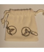 Vintage 925 Sterling Silver Dolphin Hoop Dangle Earrings - $30.89 CAD