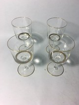 Crystal White wine Glasses Triple Gold Rim VINTAGE 4 pcs Glass Regency - $61.37