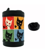 Vintage Smoking Cat Illustration Novelty Black Metal Car Ashtray/Mini Tr... - $234.15 MXN