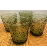 Vintage Anchor Hocking Soreno Green &#39;Glasses with a Bark Pattern 8oz - $16.00