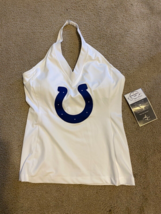 Nfl All Sports Couture Women&#39;s Indianapolis Colt White Halter Top Sz L Large - £22.36 GBP