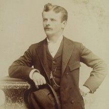 Cabinet Card Photo 1890’s Gentleman Man Hair Curl San Francisco Gay Bowler Hat - £19.82 GBP