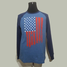 Men Thermal Shirt Long Sleeve USA Flag Red White Blue Size M (38-40) Waffle knit - £12.99 GBP