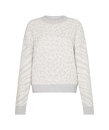 Tribal Cotton Pullover Sweater Light Gray Ivory Top Sweatshirt Animal, S... - $891.85 MXN