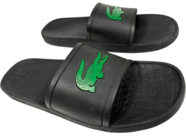 Lacoste Fraisier Black Slides with Big Green Croc Logo men&#39;s sandals siz... - $430.22 MXN